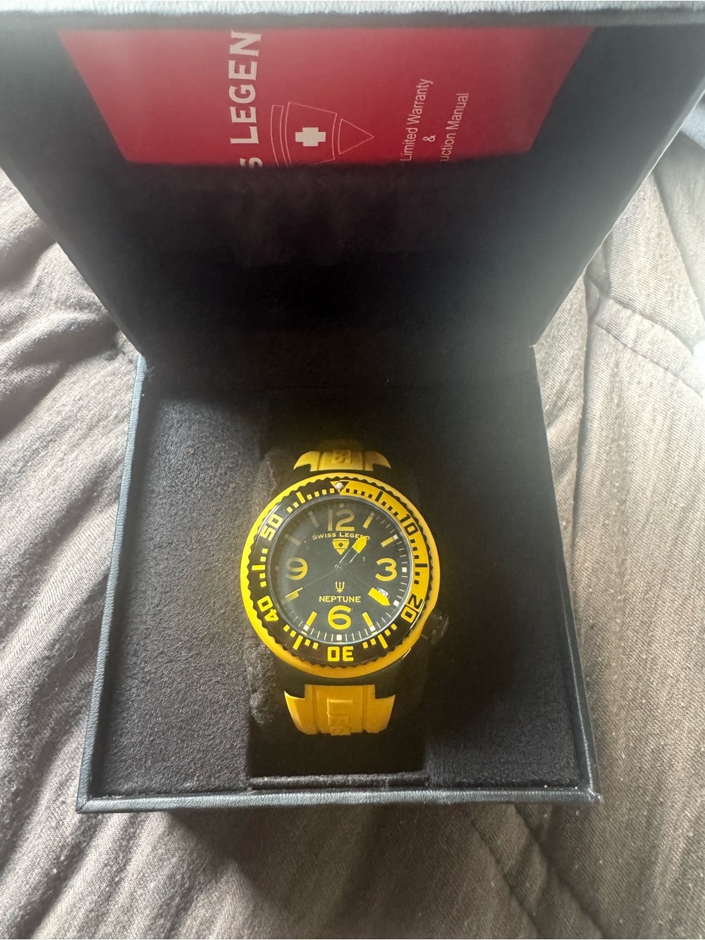 Swiss Legend Bold Yellow Neptune Dive Watch with Black Dial